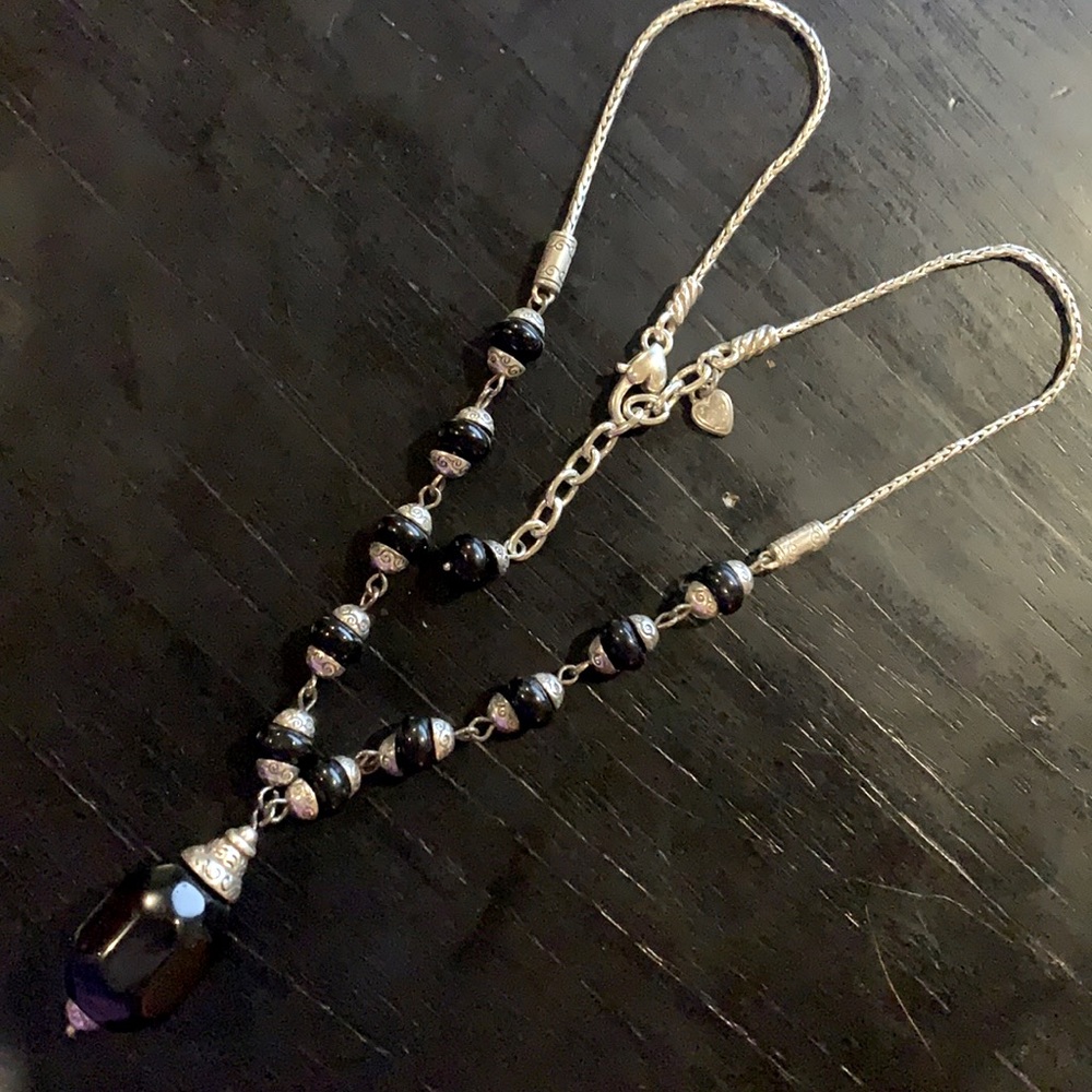 Silver and black necklace